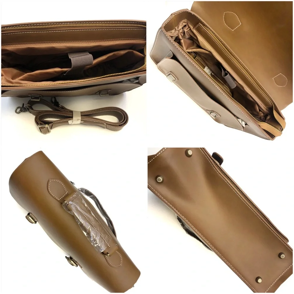 Unisex Messenger Bag PU Leather Laptop Briefcase Satchel Shoulder Bag